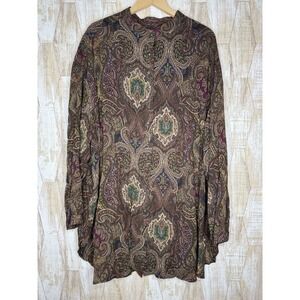 Vintage Kathryn Deene Size 26/28 Shirt Top Women's Button Down Paisley Geometric